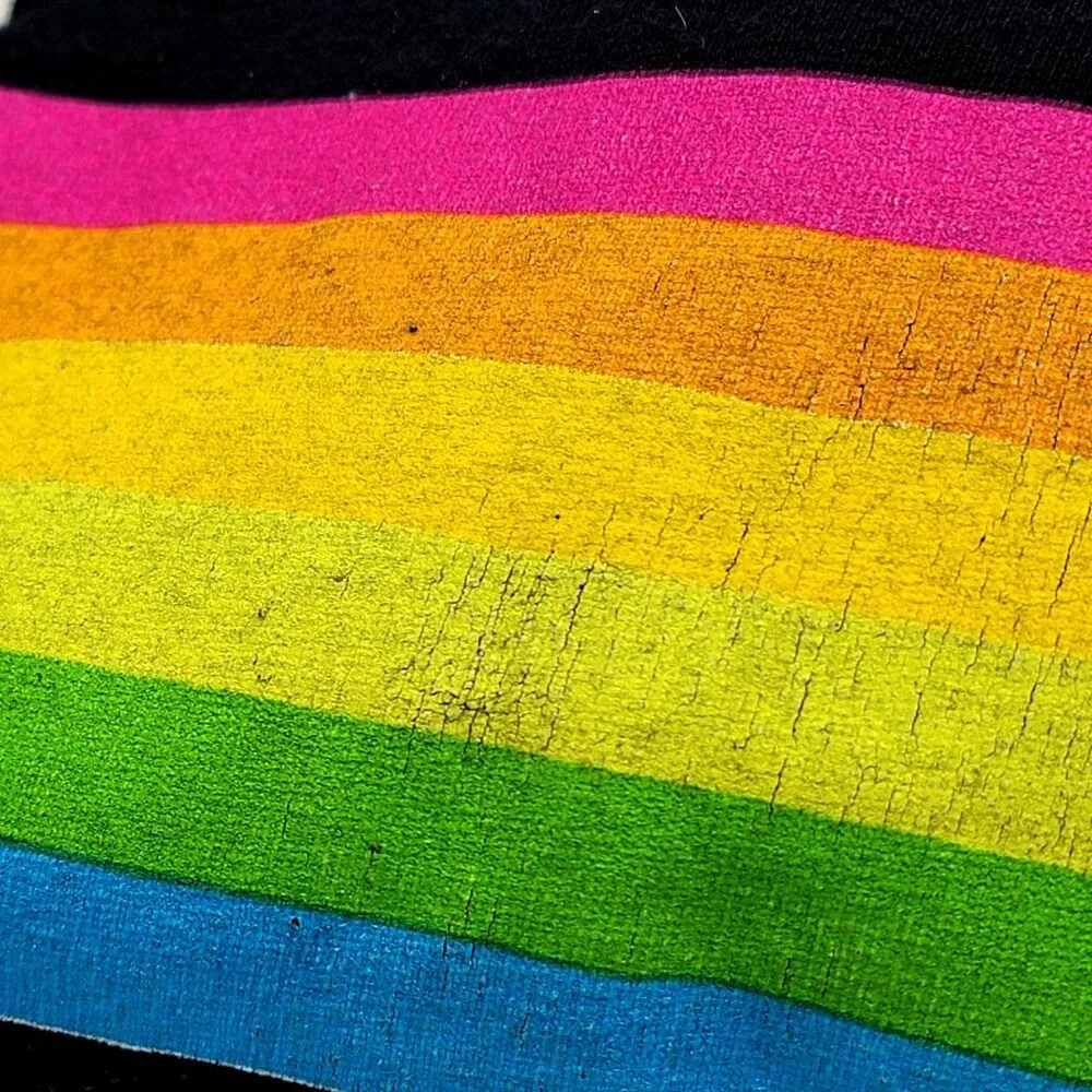 Polaroid Long Sleeve Graphic Tee With Rainbow Stripes On Back & Sleeves - 4X - Picture 9 of 16